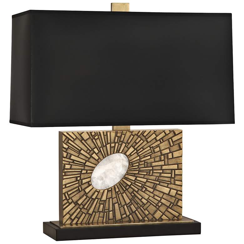 Image 1 Goliath Modern Brass Accent Table Lamp with Black Shade