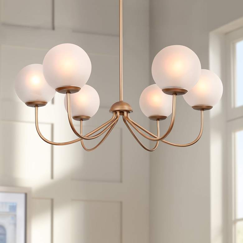 Image 1 Gollin 27" Wide Gold 6-Light Chandelier