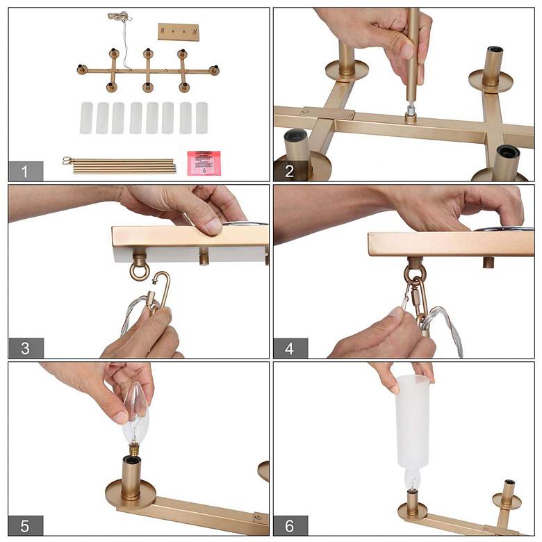 Image 7 Gollin 32 1/2" Wide Gold Metal 8-Light Island Chandelier more views