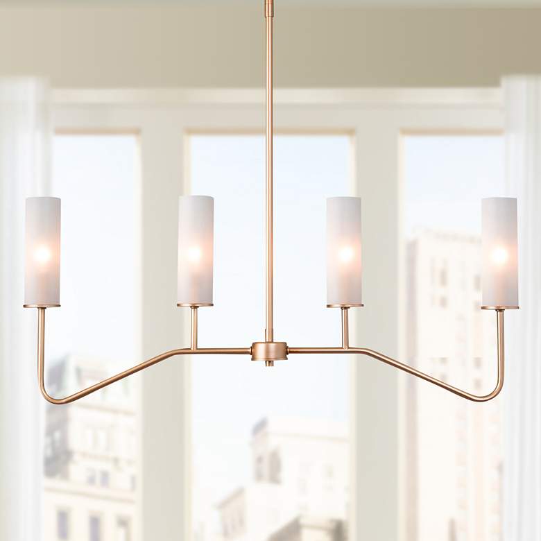 Image 1 Gollin 32" Wide Dark Gold 4-Light Bar Island Chandelier