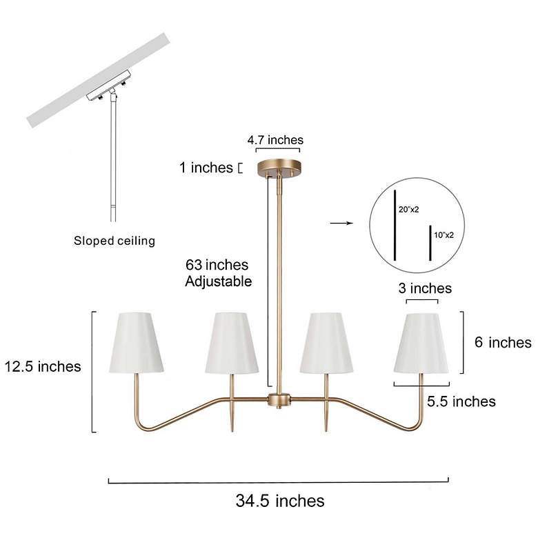 Image 2 Gollin 4-Light 34.6" Wide Island Chandelier Lights with Fabric Shade more views