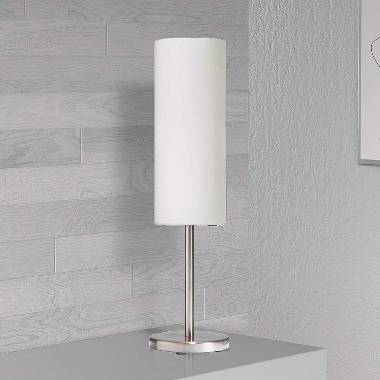 Image 1 Gomtra 18"H Satin Chrome and Frosted Glass Accent Table Lamp