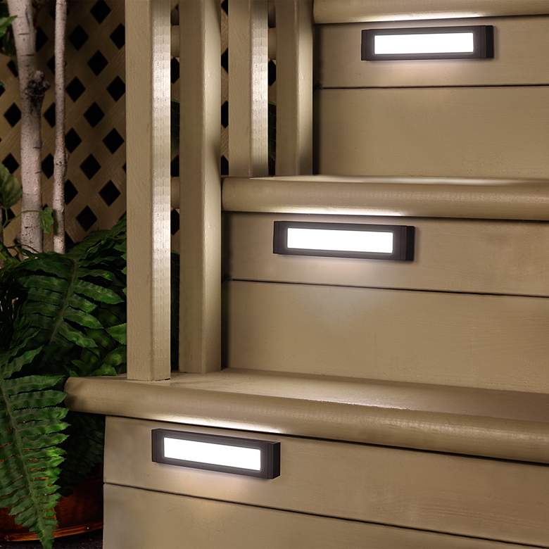 Image 1 Gondol Black Rectangular Edge-Lit LED Outdoor Stair Light