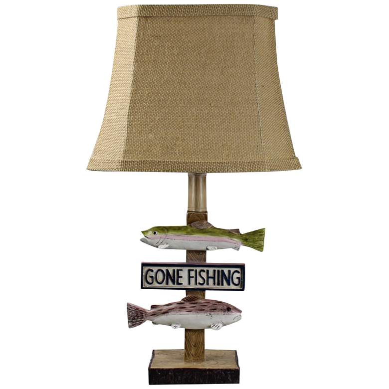 Image 1 Gone Fishing 19 1/2 inch High Brown Accent Table Lamp