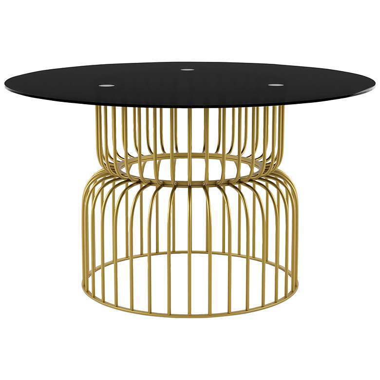 Gonnagal 54&quot; Wide Gold and Black Round Dining Table