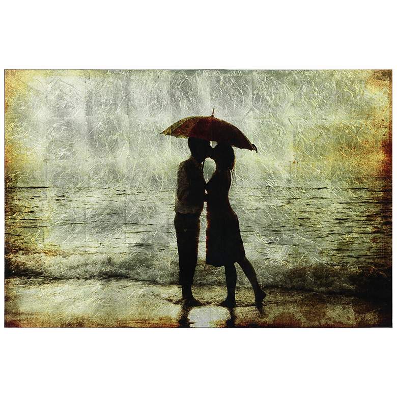 Image 2 Goodby Kiss Reverse Printed Tempered Glass with Silver Leaf Wall Art