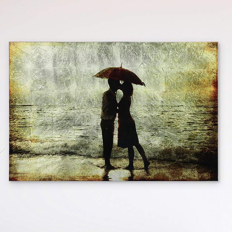 Image 1 Goodby Kiss Reverse Printed Tempered Glass with Silver Leaf Wall Art