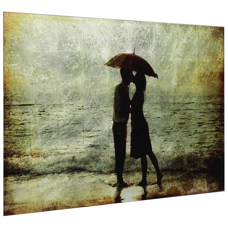 Image 3 Goodby Kiss Reverse Printed Tempered Glass with Silver Leaf Wall Art more views