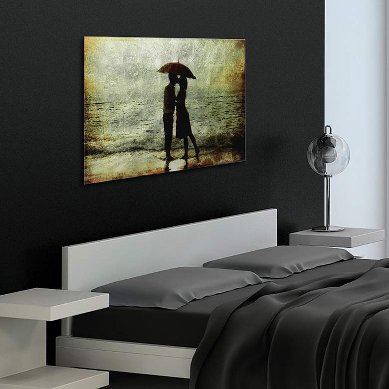 Image 4 Goodby Kiss Reverse Printed Tempered Glass with Silver Leaf Wall Art more views