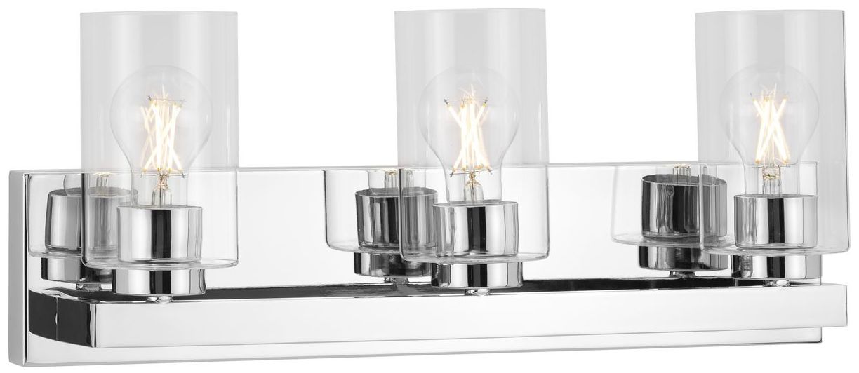 Goodwin Collection Three-Light Modern Vanity Light with Clear Glass
