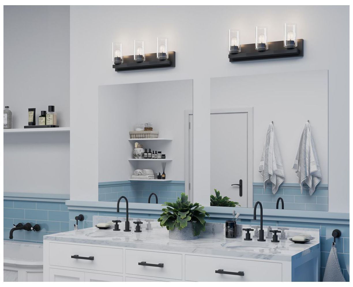 Image 2 Goodwin Collection Three-Light Modern Vanity Light with Clear Glass more views