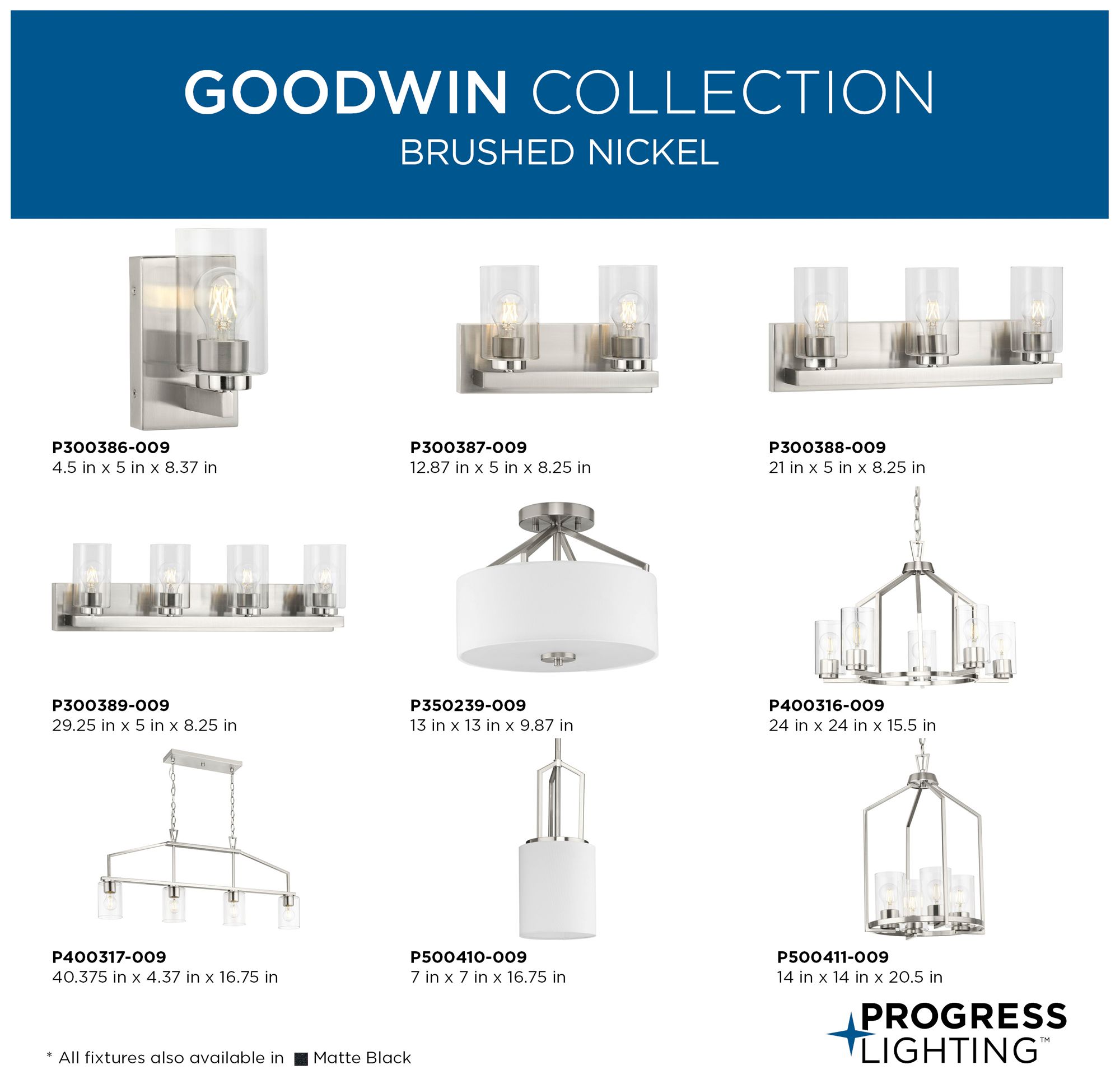 Goodwin Collection Two-Light Modern Vanity Light with Clear Glass