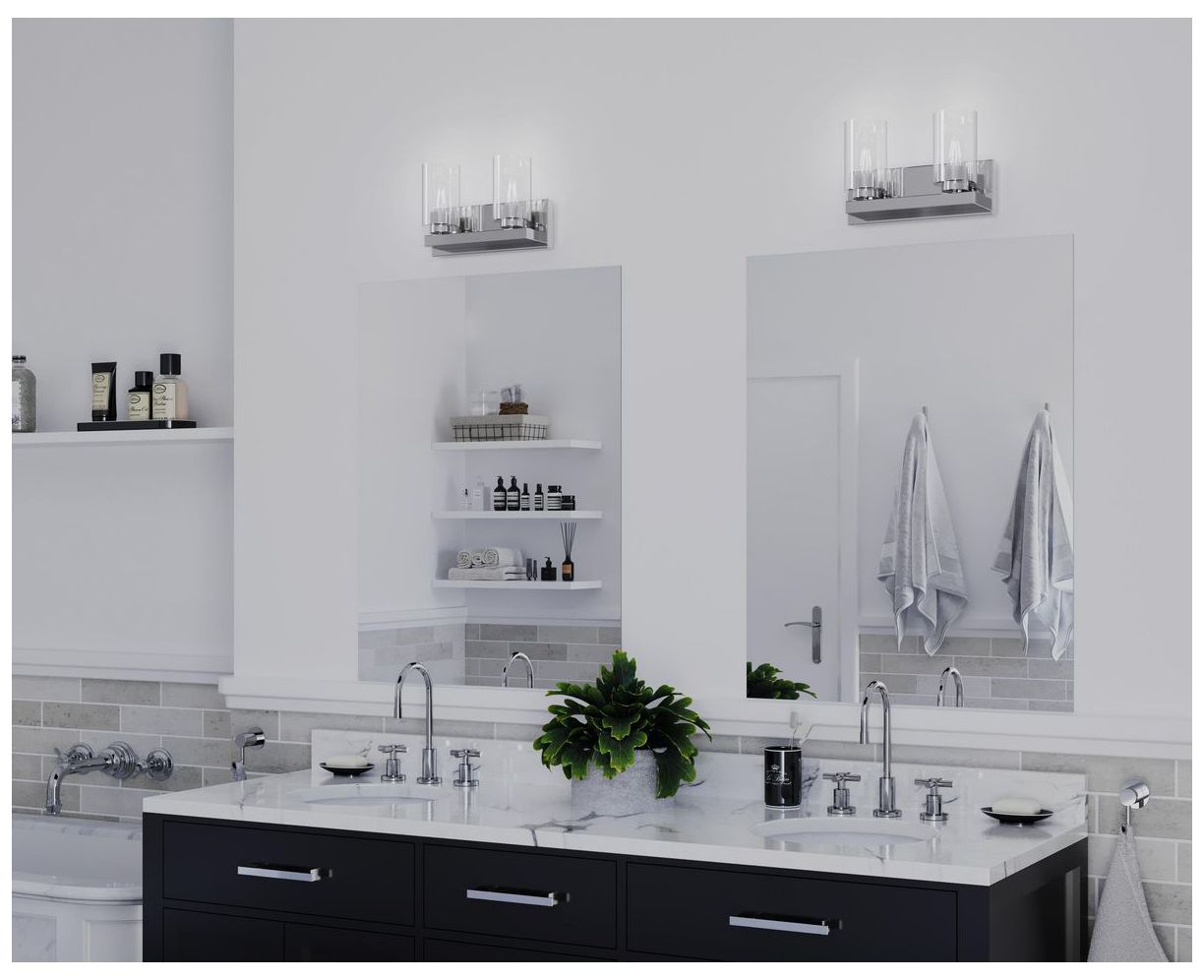 Image 2 Goodwin Collection Two-Light Modern Vanity Light with Clear Glass more views