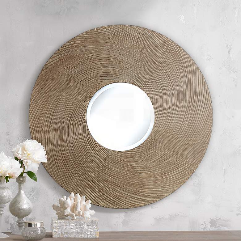 Image 1 Goodwin Silver Ribbed 31 1/2 inch Round Accent Wall Mirror