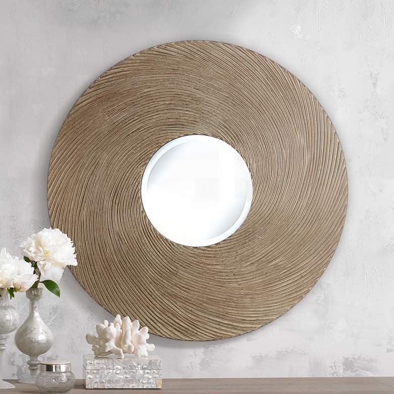 Image 1 Goodwin Silver Ribbed 31 1/2" Round Accent Wall Mirror