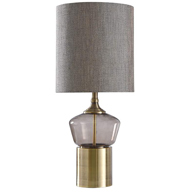 Image 2 Gordon 30 1/2" Gray Smoked Glass and Brass Metal Table Lamp