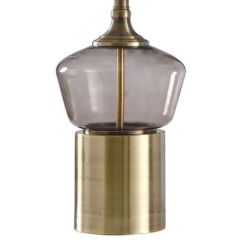 Image 5 Gordon 30 1/2" Gray Smoked Glass and Brass Metal Table Lamp more views