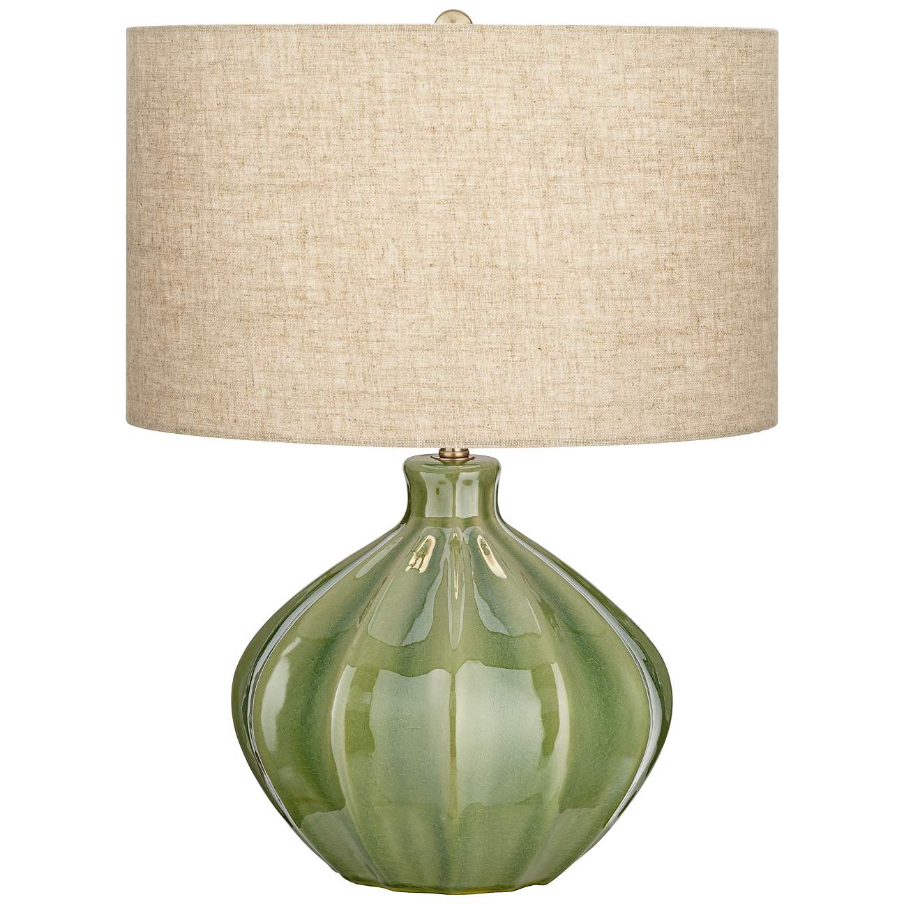 Gordy Green Ribbed Mid-Century Modern Ceramic Table Lamp - #56H48 ...