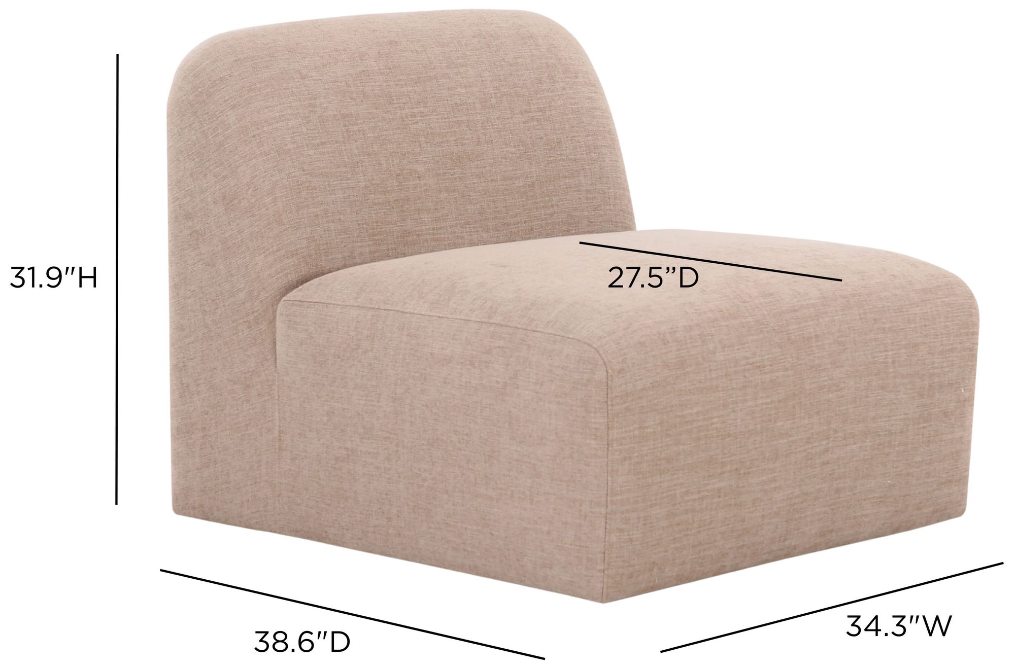 Image 7 Gorge Tan Performance Fabric Armless Chair more views