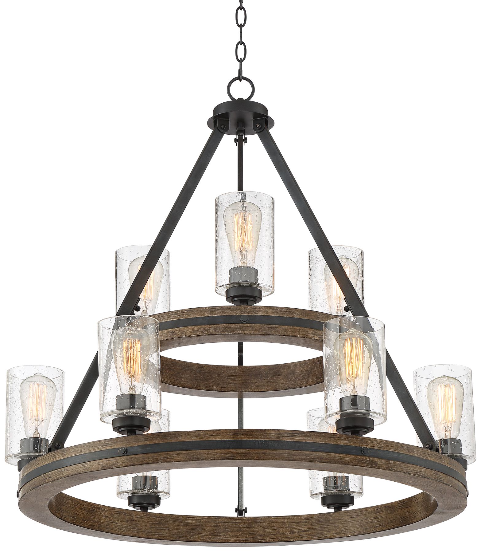 two tier wagon wheel chandelier