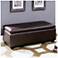 Gorham Brown Leather-Infused Fabric Tufted Storage Ottoman