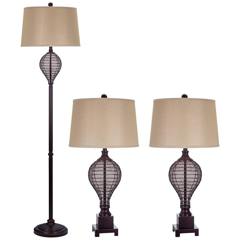 Image 1 Gortham Oil Rubbed Bronze Floor and Table Lamp Set