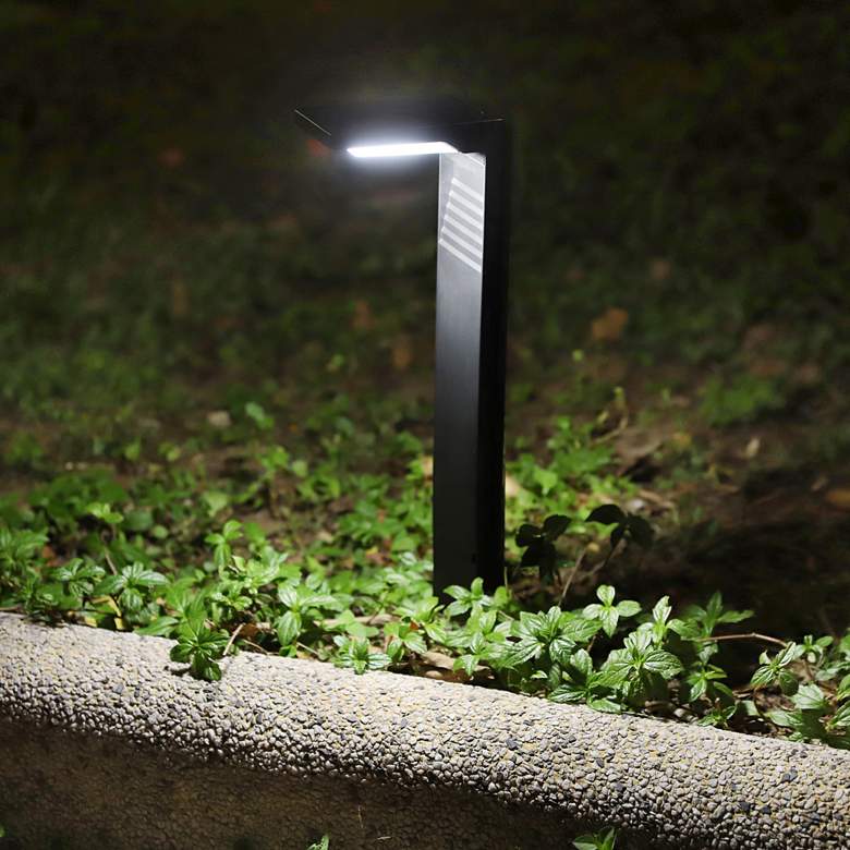 Image 7 Goshi 16 1/2"H Black LED Solar L-Shaped Path Lights Set of 2 more views
