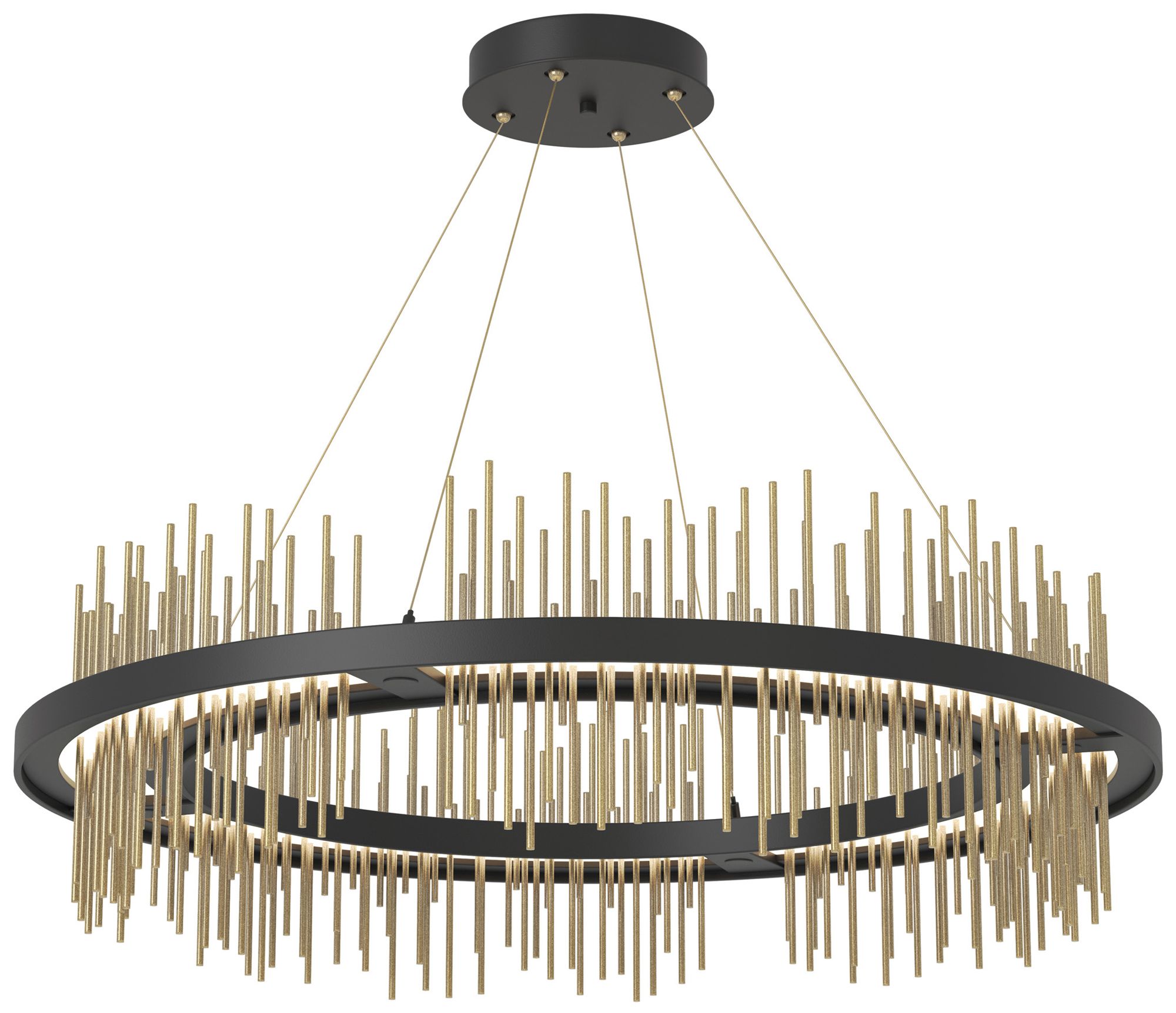 Gossamer Circular LED Pendant - Black - Modern Brass - Made to Order