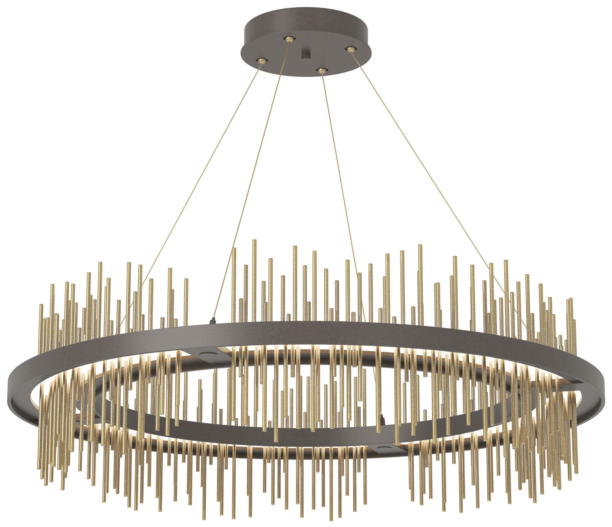 Gossamer Circular LED Pendant - Dark Smoke - Modern Brass - Made to Order