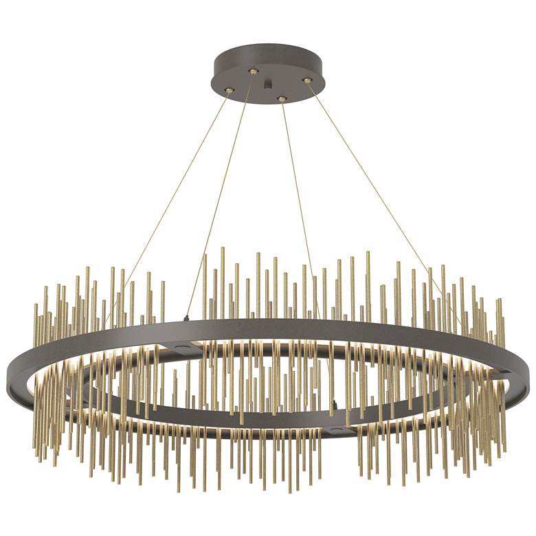 Image 1 Gossamer Circular LED Pendant - Dark Smoke - Modern Brass