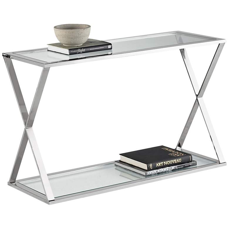 Image 1 Gotham Steel and Glass Console Table