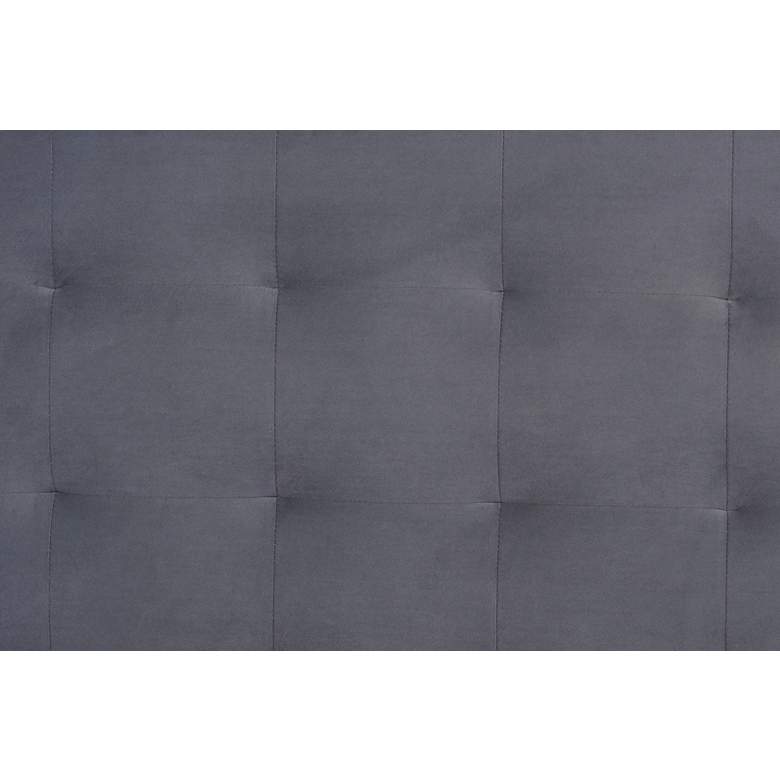Image 5 Gothard Gray Velvet Fabric Tufted Queen Platform Bed more views