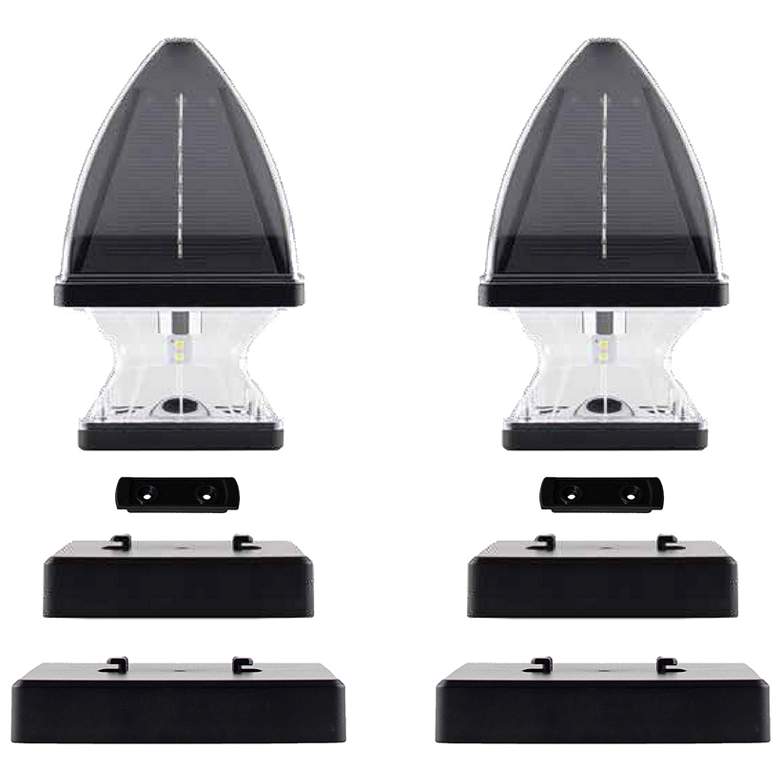 Image 1 Gothic 6 1/2" High Black LED Outdoor Solar Lights Set of 2