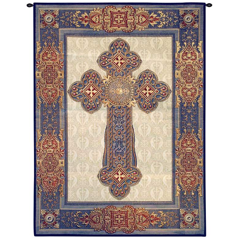 Image 1 Gothic Cross 53 inch High Tapestry with Hanging Rod
