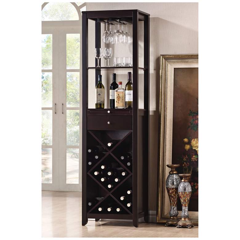 Image 1 Goudie Wenge Wood Tall 1-Drawer Wine Cabinet