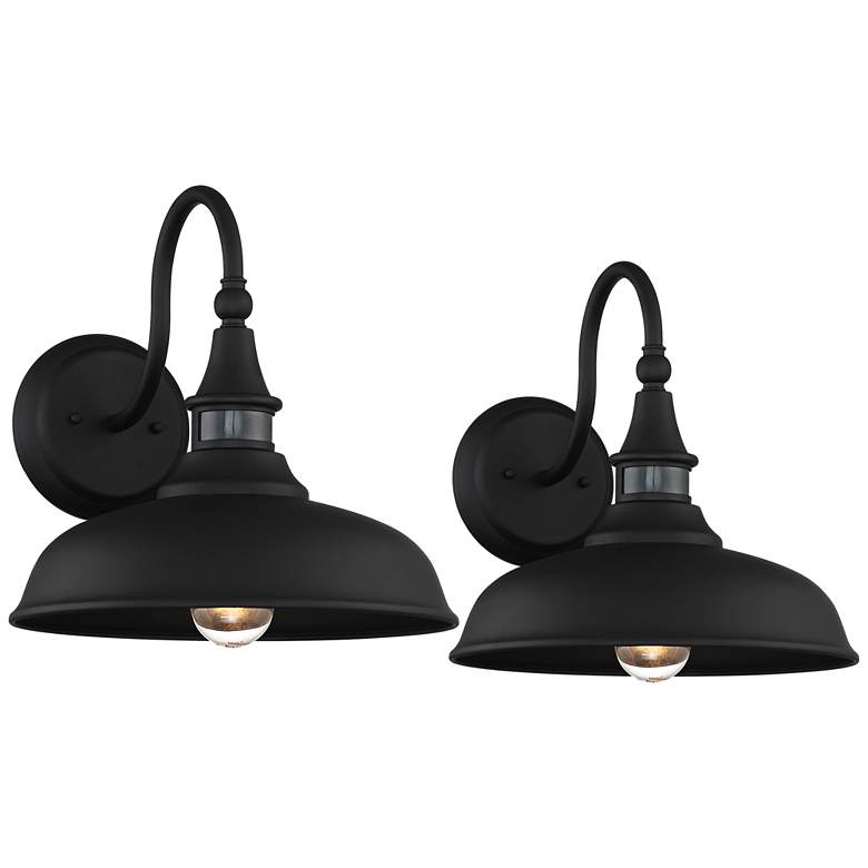 Image 2 Gough 12 1/2" High Black Motion Sensor Outdoor Wall Lights Set of 2