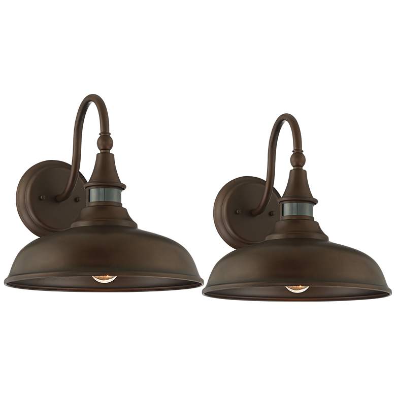 Image 2 Gough 12 1/2 inch High Bronze Motion Sensor Outdoor Wall Light Set of 2