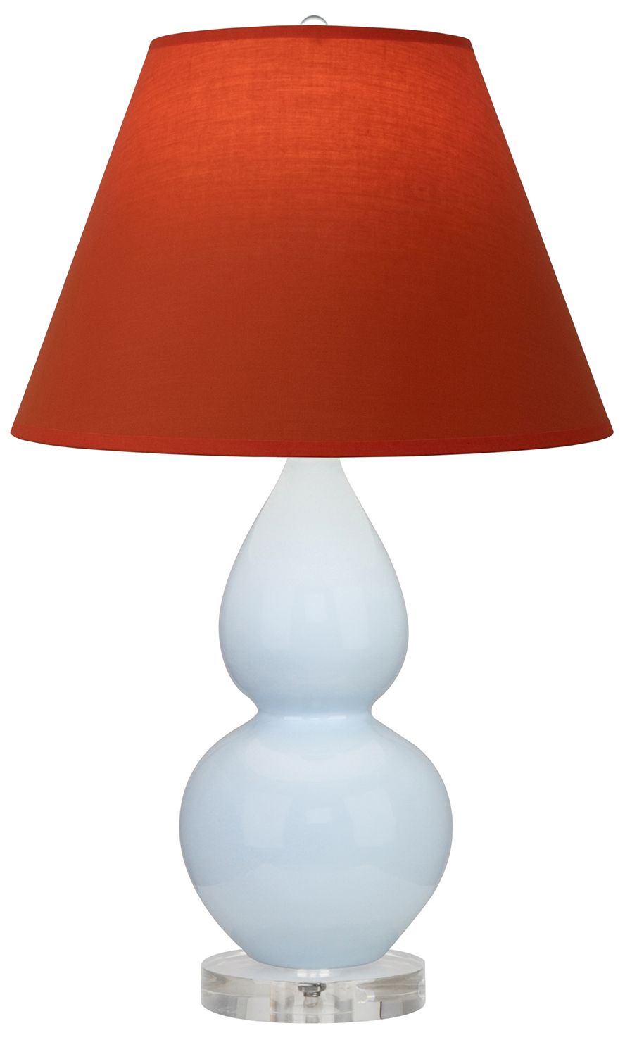 Gourd 22"H Baby Blue &amp; Lucite Lamp w/Tangerine &amp; Taupe Made to