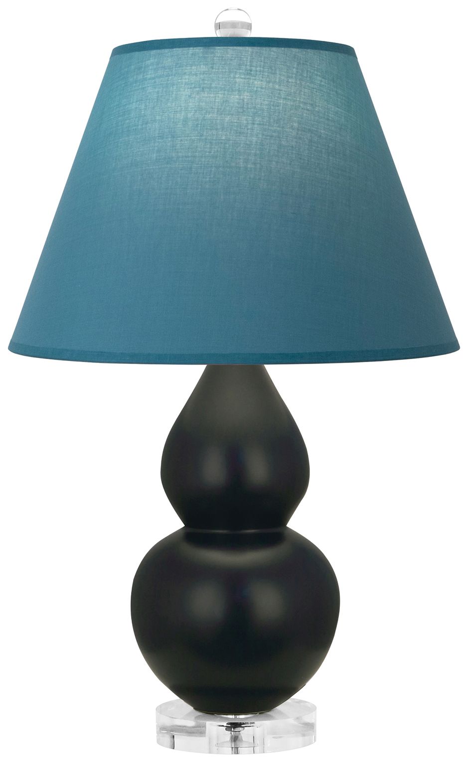 Gourd 22"H Obsidian &amp; Lucite Lamp w/Bright Blue &amp; Gray Made to