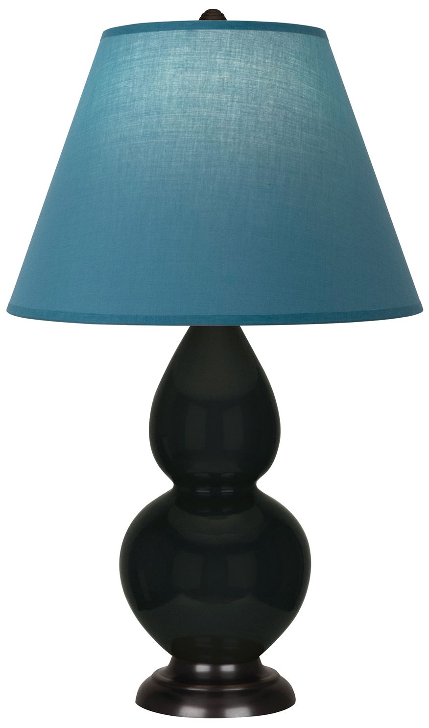 Gourd 23"H Obsidian & Bronze Lamp w/Bright Blue & Gray Made to Order