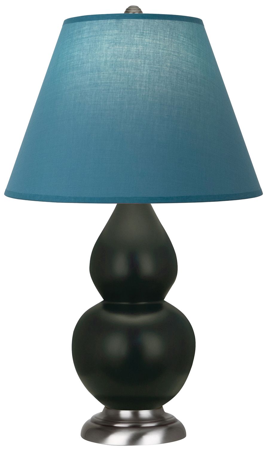 Gourd 23"H Obsidian &amp; Silver Lamp w/Bright Blue &amp; Gray Made to