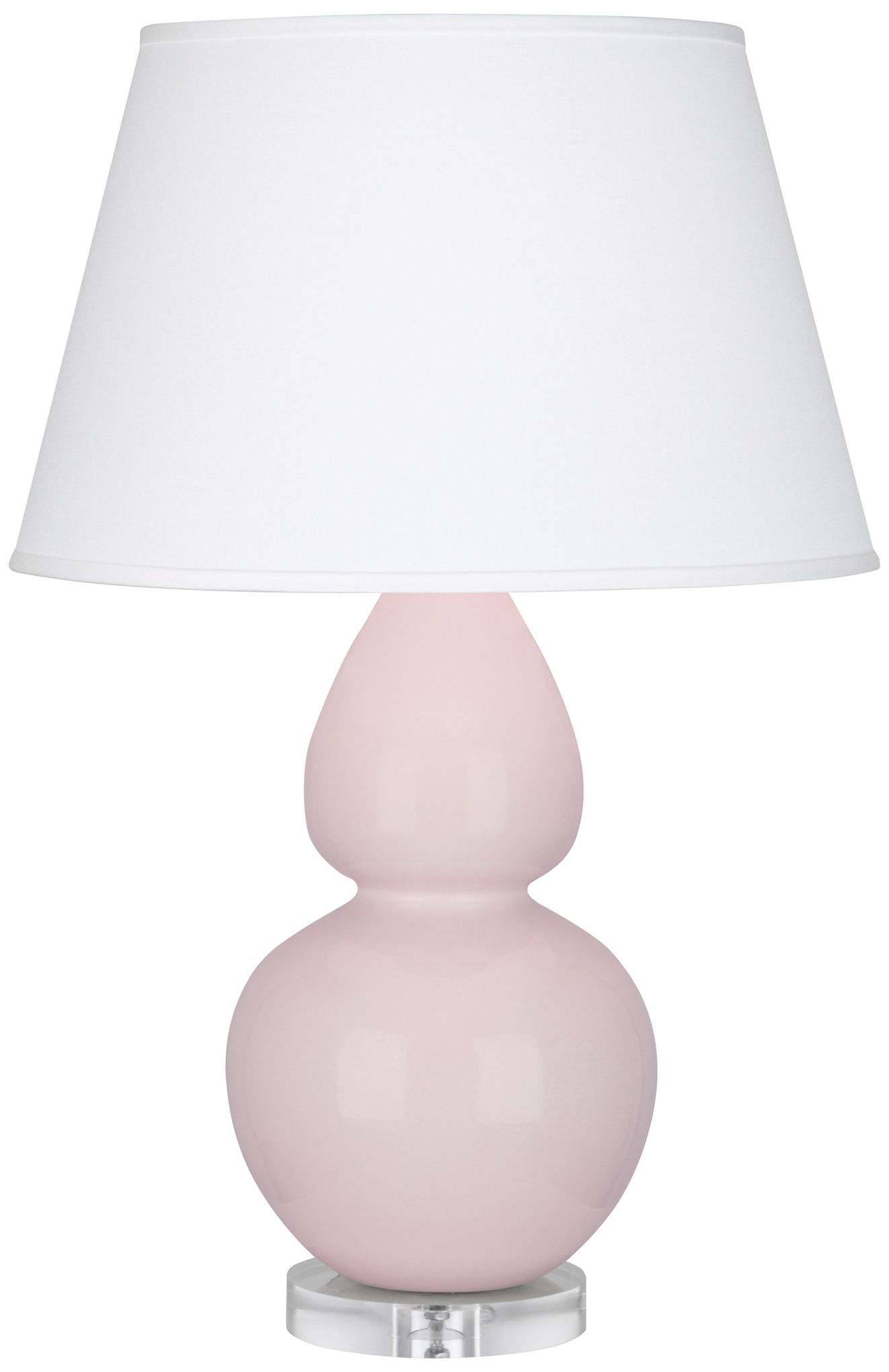 Gourd 30" Rose Water Glazed Lucite Table Lamp Pearl Dupioni Made to Or