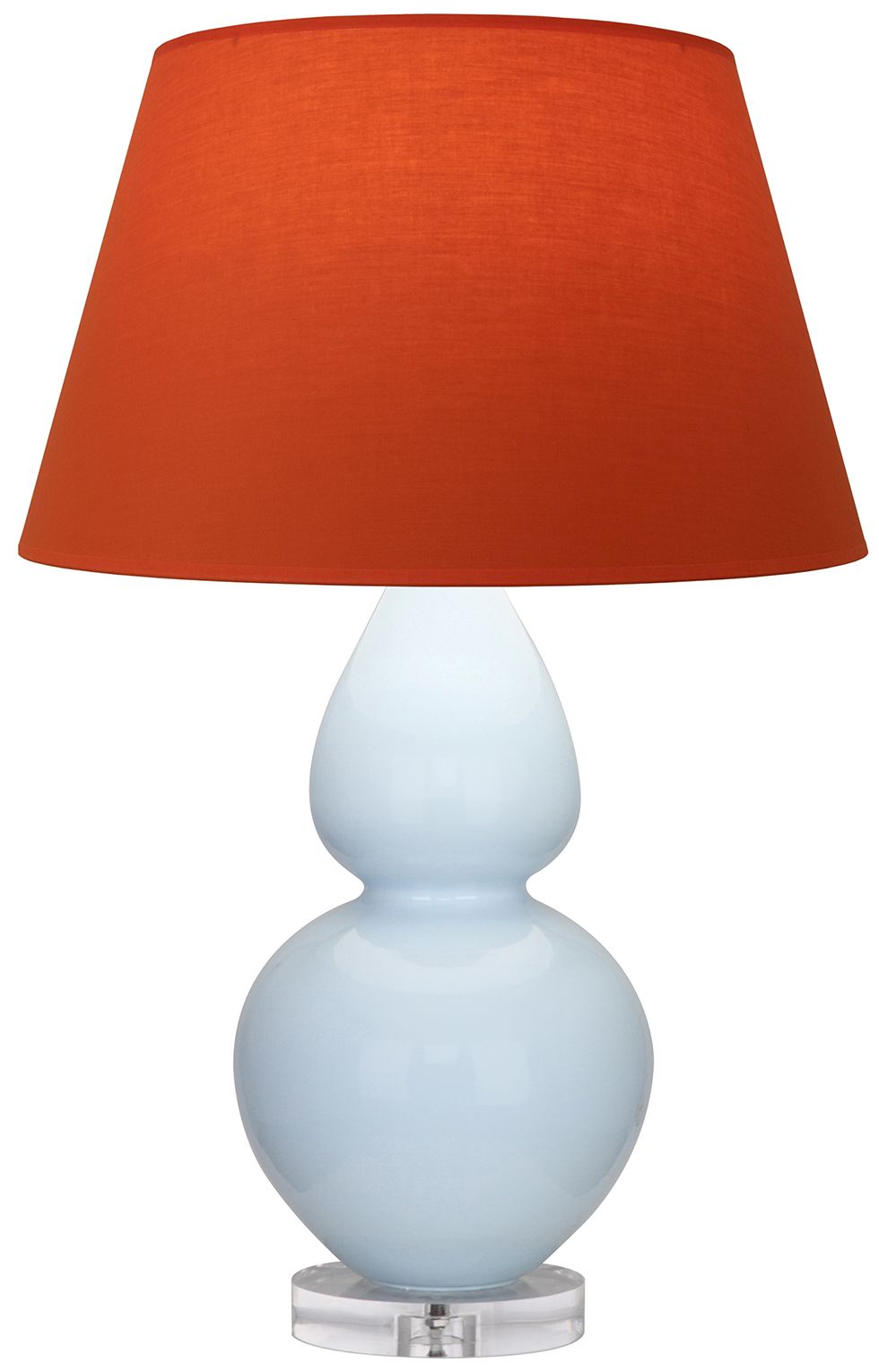 Gourd 30"H Baby Blue &amp; Lucite Lamp w/Tangerine &amp; Taupe Made to