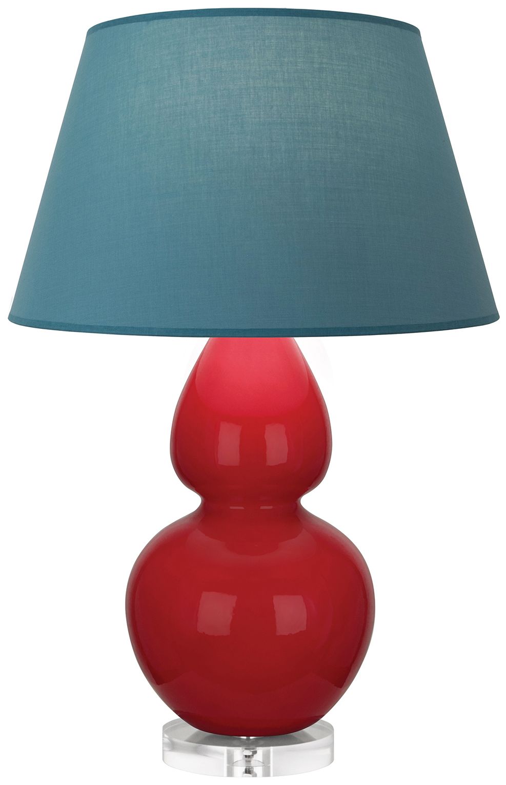 Gourd 30"H Ruby Red &amp; Lucite Lamp w/Bright Blue &amp; Gray Made to