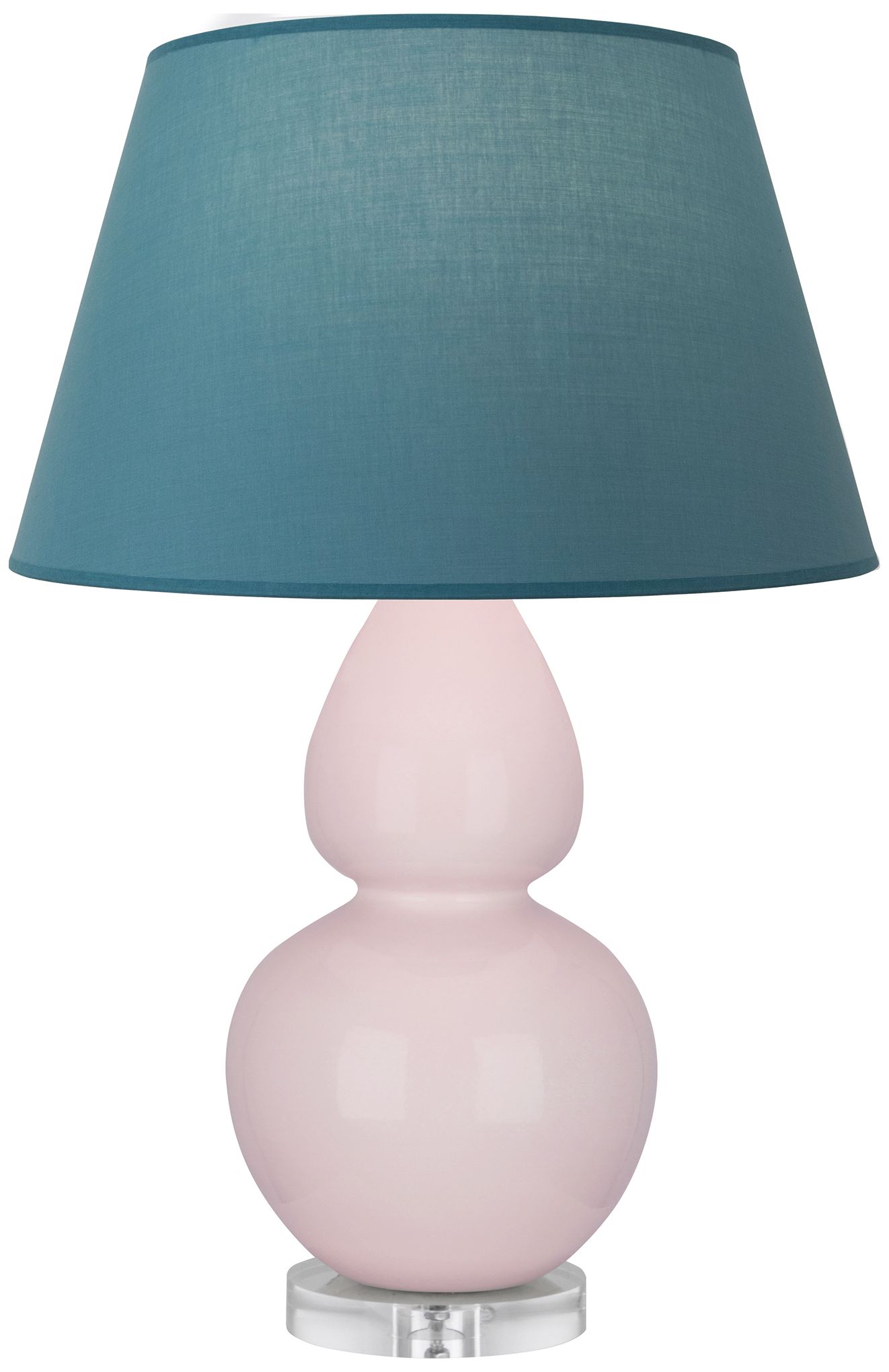 Gourd 30" Rose Water Glazed Lucite Table Lamp w/Bright Blue Made to Order