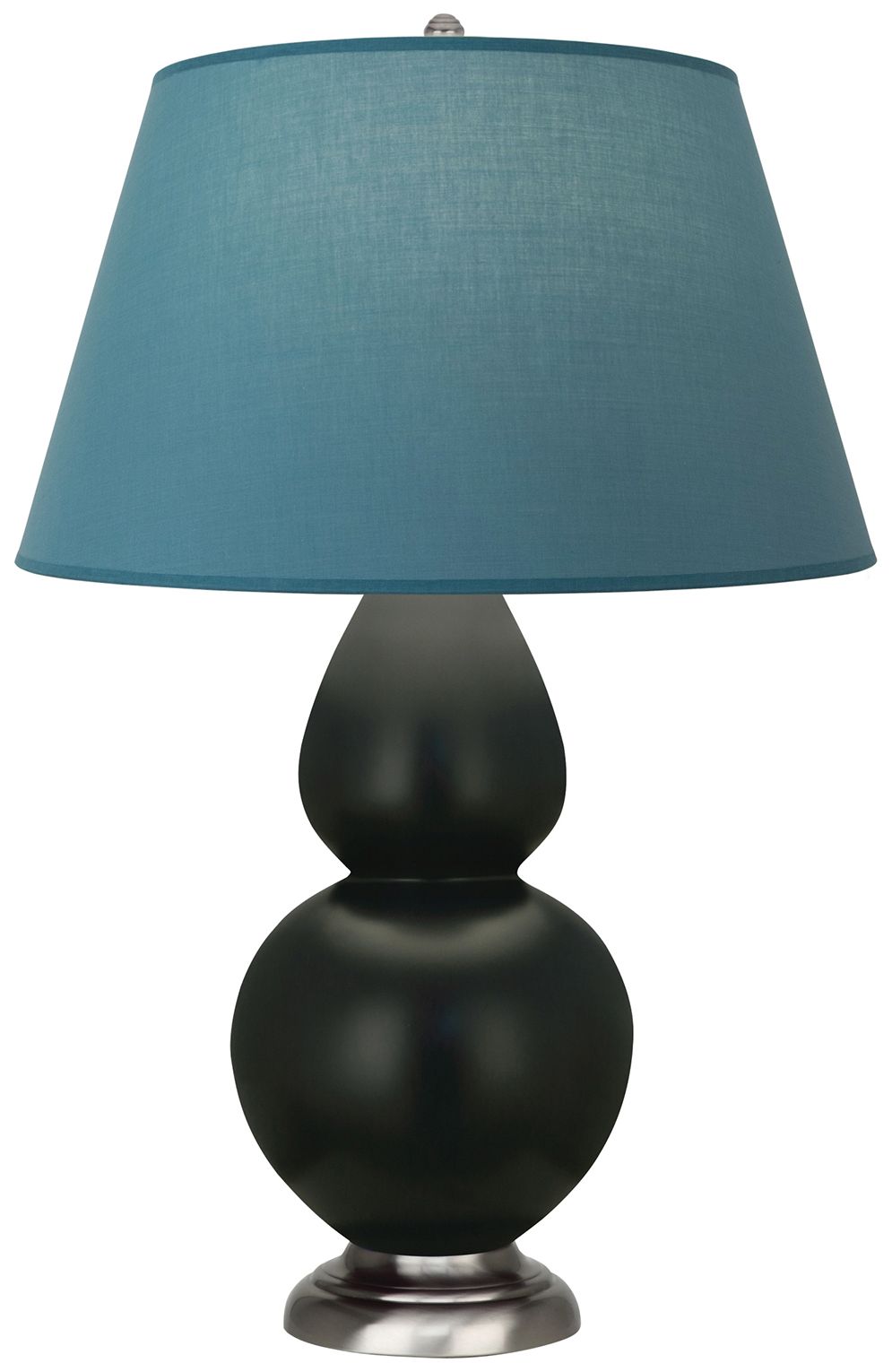 Gourd 31"H Obsidian & Silver Lamp w/Bright Blue & Gray Made to Order