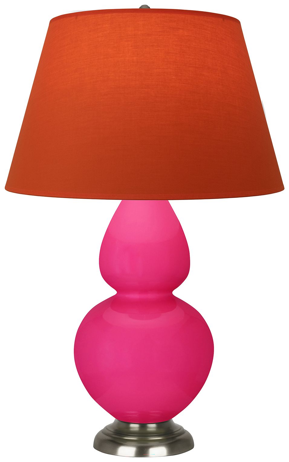 Gourd 31"H Razzle Rose & Silver Lamp w/Tangerine & Taupe Made to Order