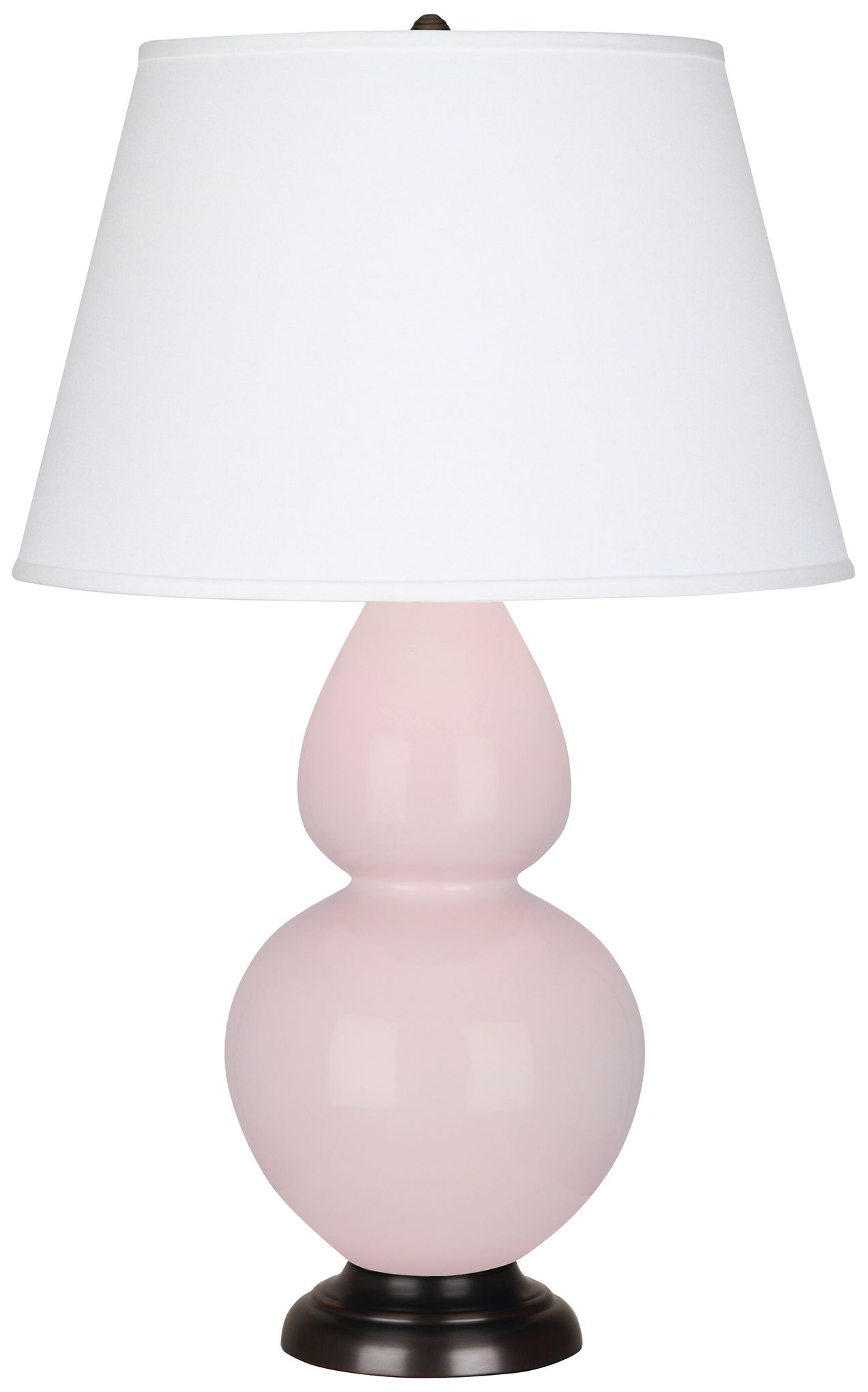 Gourd 31" Rose Water Glazed Bronze Table Lamp Pearl Dupioni Made to Or