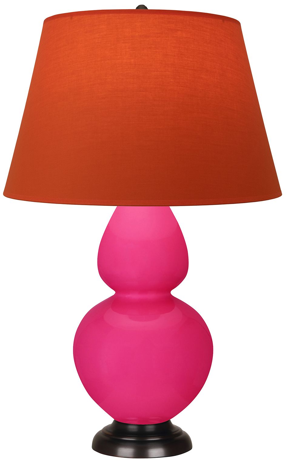 Gourd 31"H Razzle Rose &amp; Bronze Lamp w/Tangerine &amp; Taupe Made