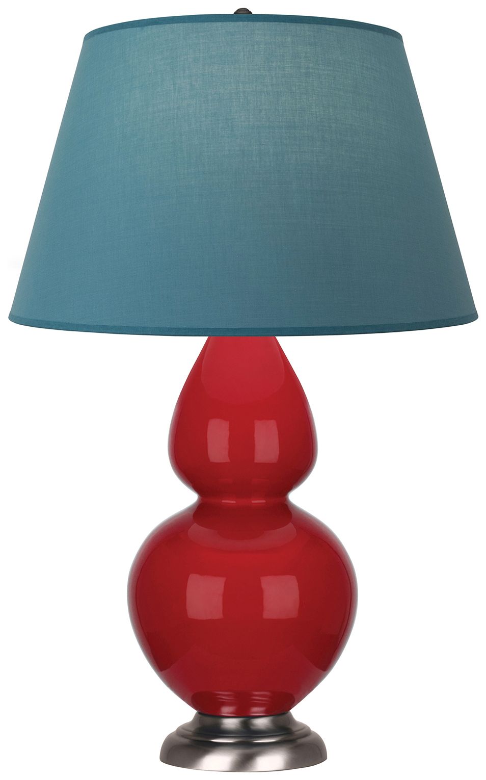Gourd 31"H Ruby Red &amp; Silver Lamp w/Bright Blue &amp; Gray Made to